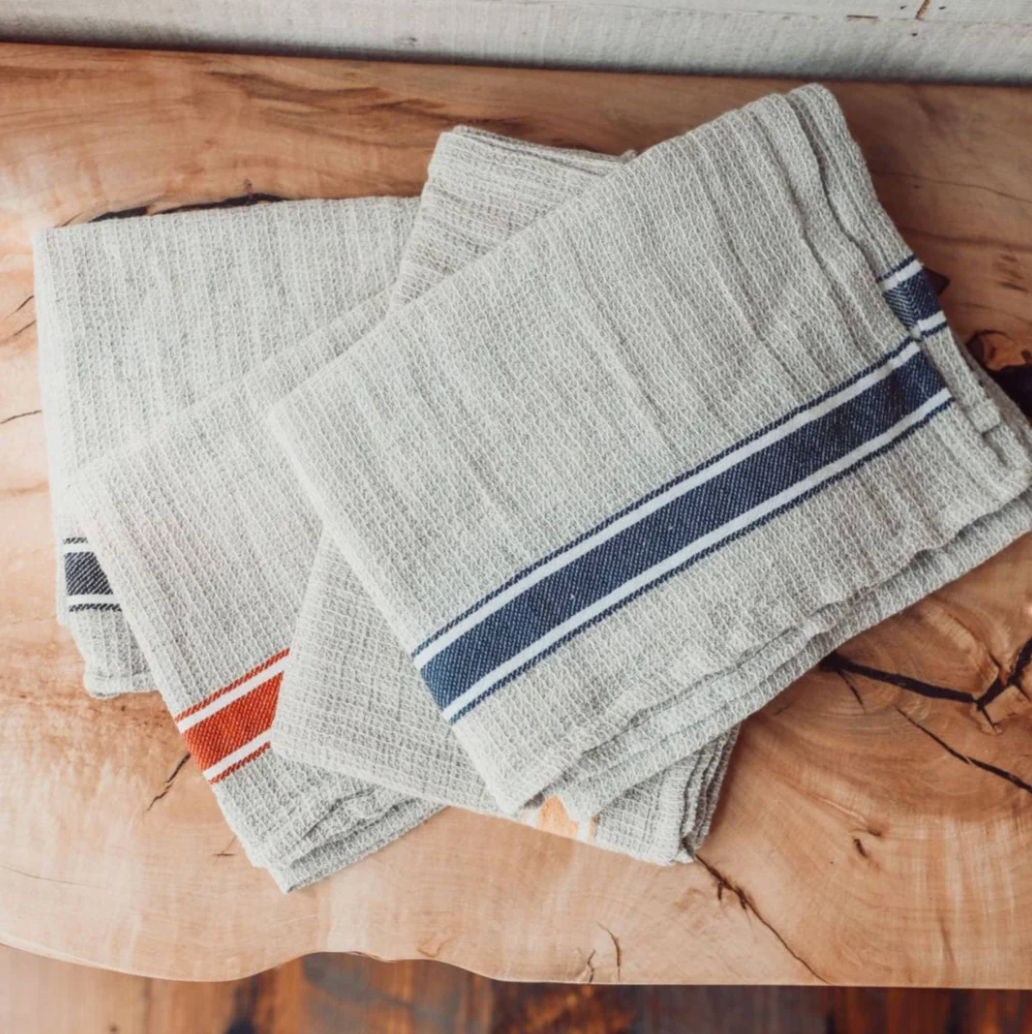 Linge à vaisselle gaufré lin + denim