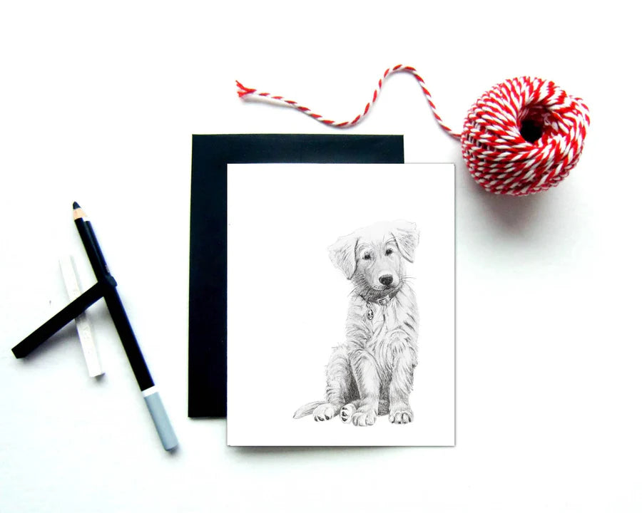 Carte de souhait - Adorable Chien Golden Retriever Le Nid