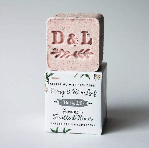 Cube lait bain effervescent pivoine & feuille d'olivier - DOT & LIL