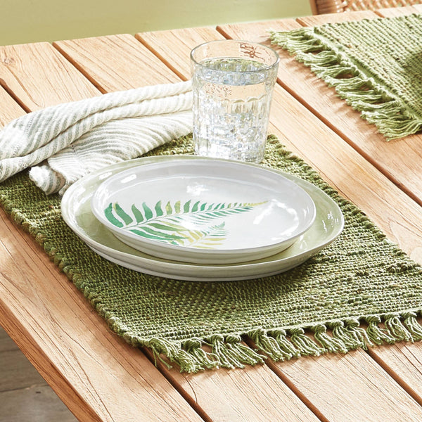 Set de table à franges tissées Rae Vert